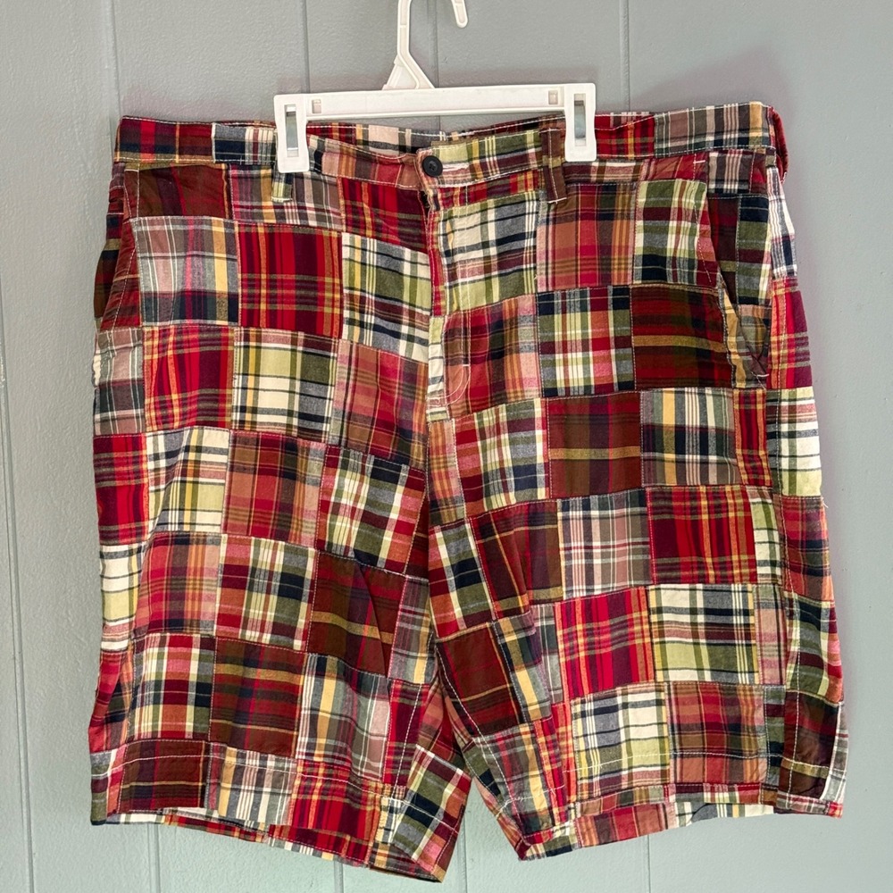 Mens Madras Patchwork Shorts 40 Preppy‎ Nantucket Coastal Ivy League Cape Cod